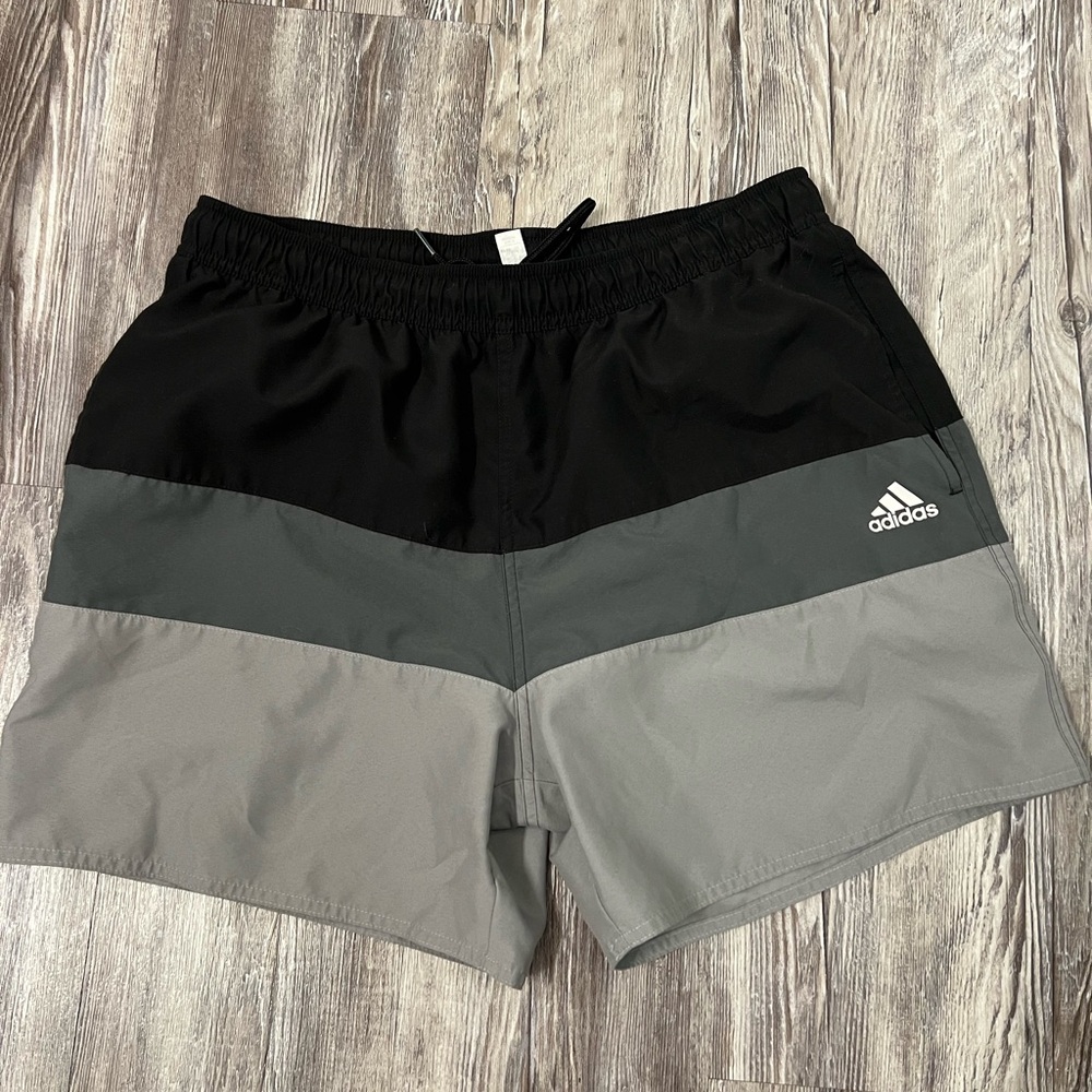 adidas Men’s Colorblock Lined Swim Shorts Black Grey